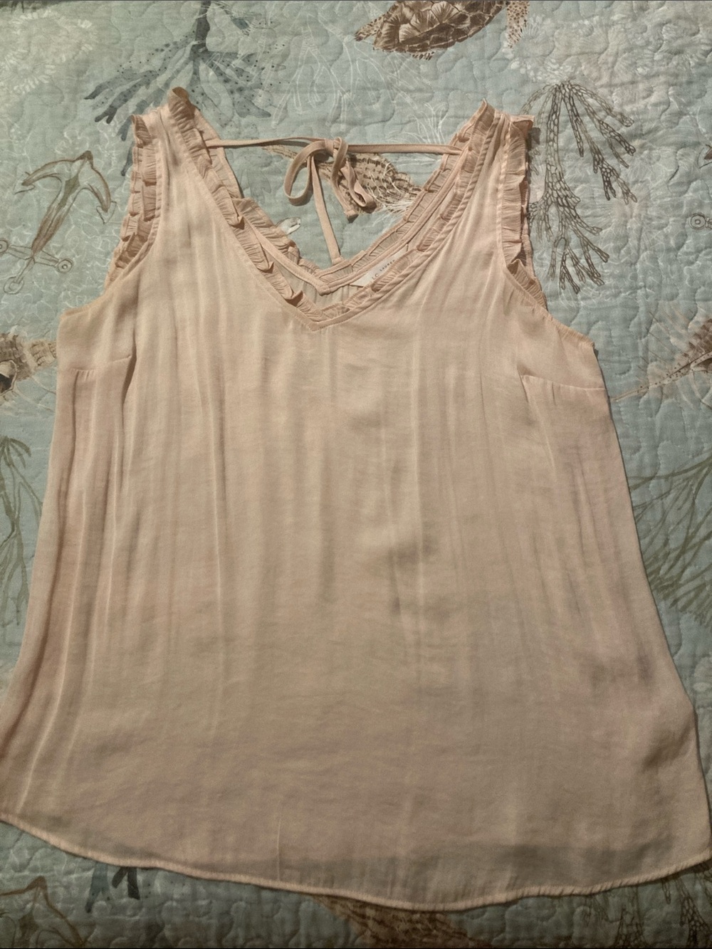 LC Lauren Conrad Blush Pink V-Neck Ruffle Camisole